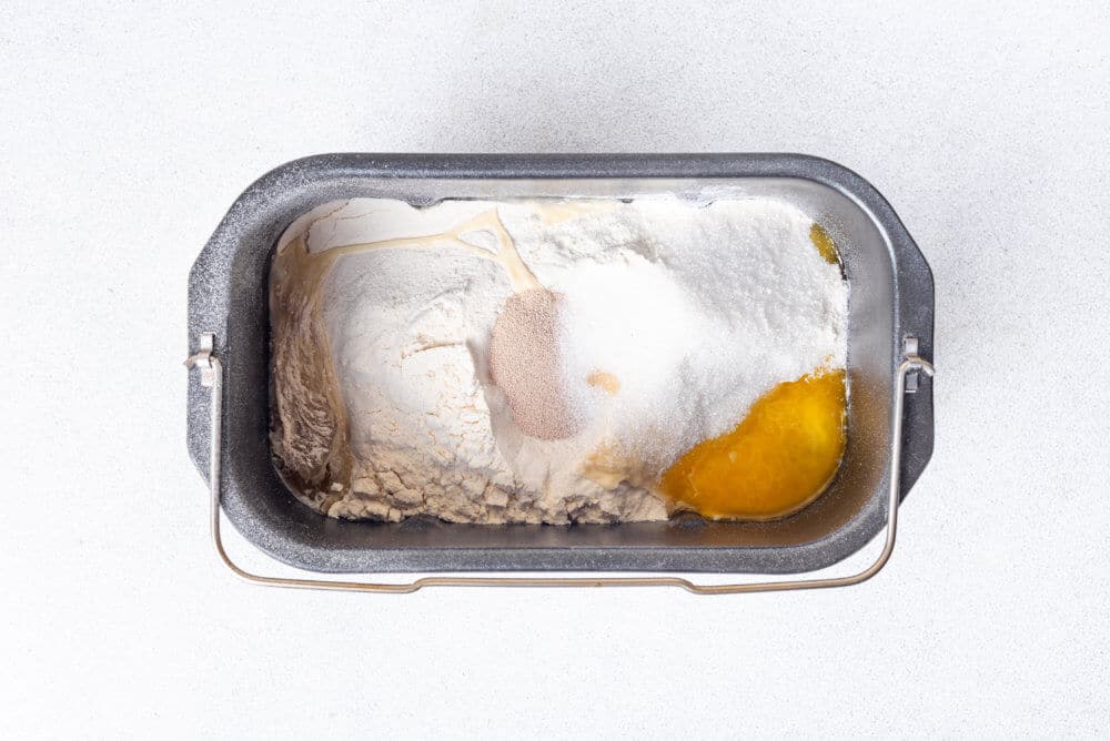 egg flour and sugar in a bread machine.