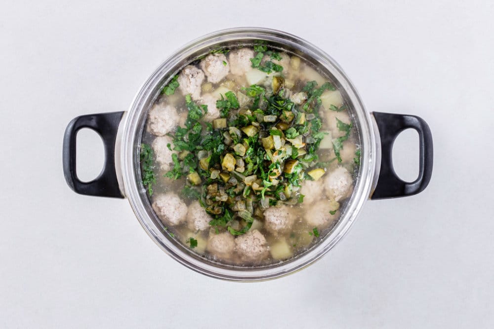 meatball-soup-in-a-silver-pot